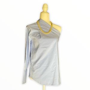 One shoulder long sleeve blouse with side zipper